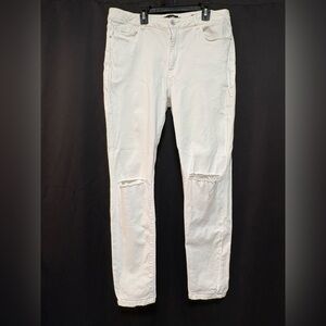 NANETTE LEPORE WHITE DISTRESSED GRAMERCY SKINNY JEANS SIZE 10